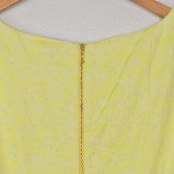 Taylor Floral Pleated A-line Sleeveless Dress Size 14 Yellow Flocked Short NWT - Picture 7 of 11